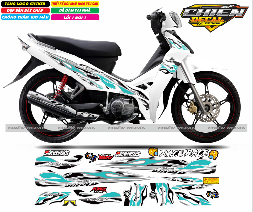 Tem rời xe sirius 110cc - 50cc mẫu tem lửa nhiều màu lựa chọn