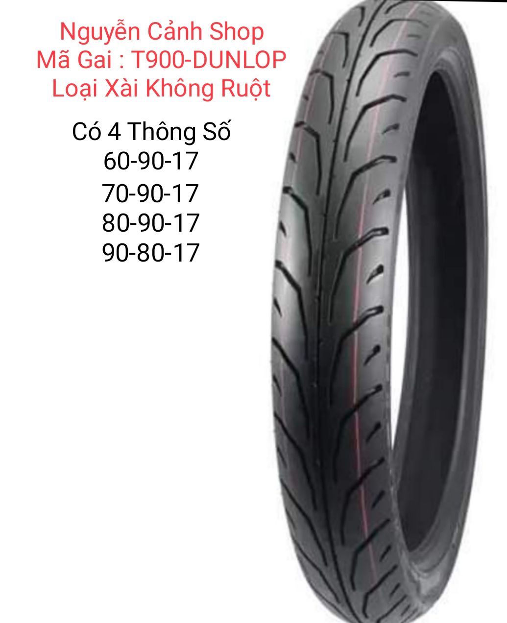 Vỏ Camel DUNLOP Không Ruột 60-70-80-90-17 in, cam kết đúng sản phẩm