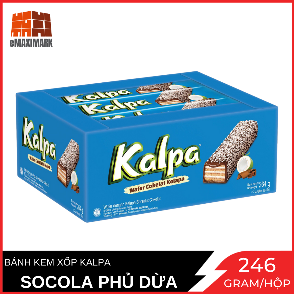 Bánh kem xốp kalpa socola phủ dừa thái lan hộp 264g
