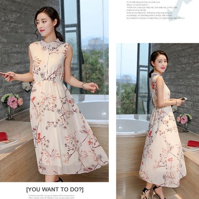 Đầm Voan In Hoa Dáng Dài - New Thoi Trang