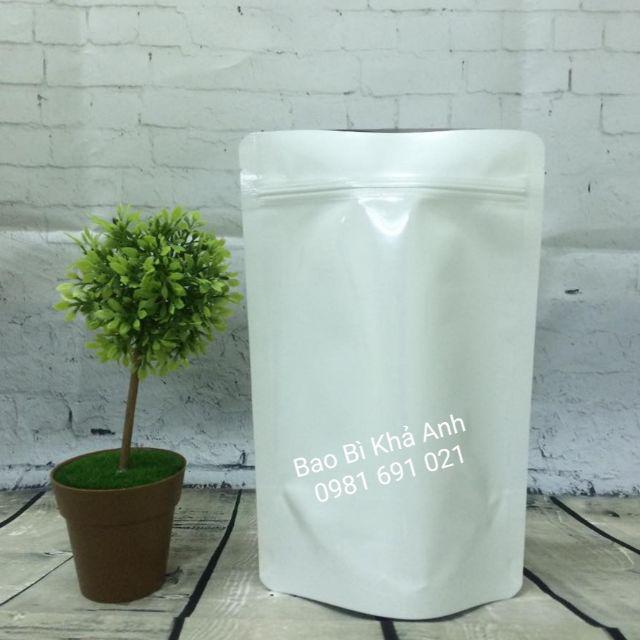 1kg túi zip đáy đứng 2 mặt trắng sữa cao cấp (túi zipper đáy đứng)