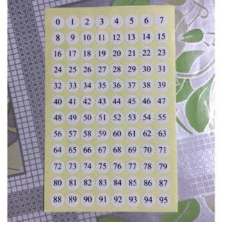 Xấp 10 tờ - Giấy Decal TOMY số thứ tự từ 0-95