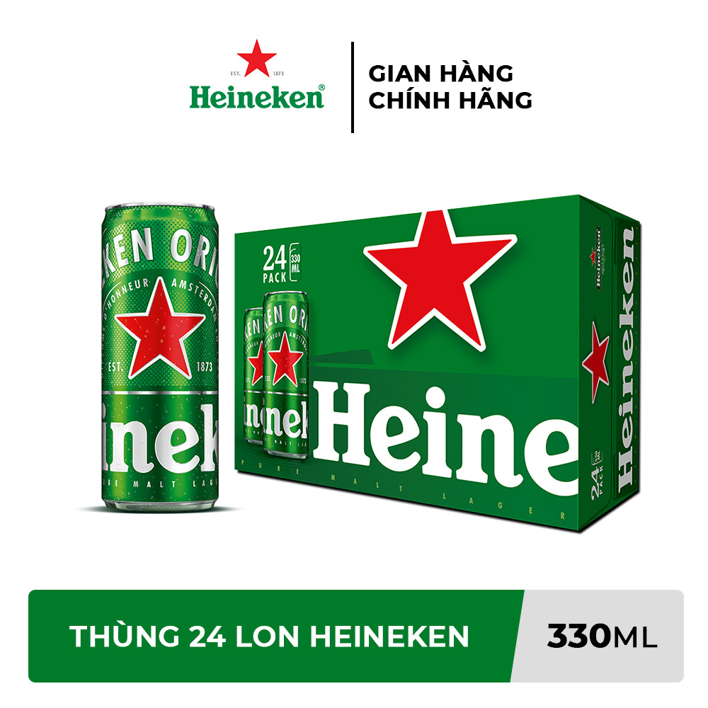 [Heineken] Thùng 24 Lon Bia Heineken - 330ml/lon