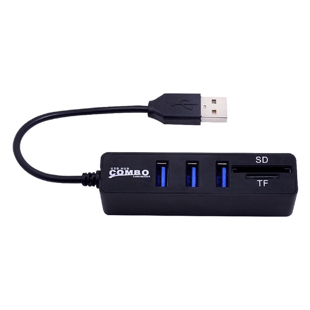 Combo hub usb 3 cổng + card reader 2.0 mini