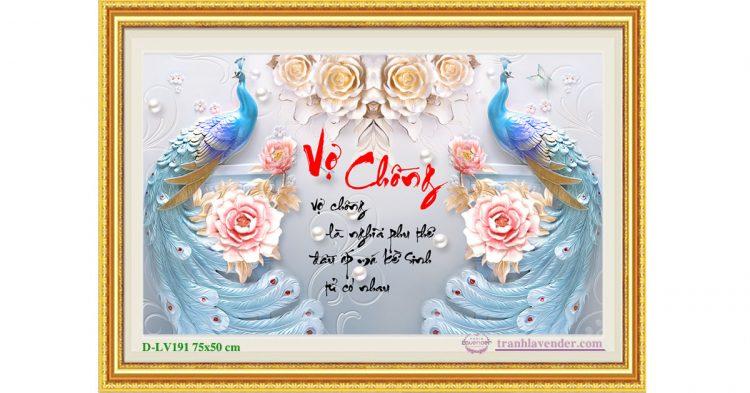 Tranh đính đá vợ chồng lv191 kt 75 x 50cm
