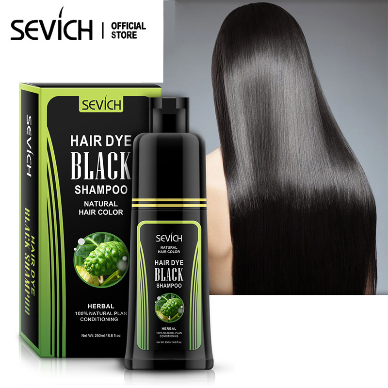 SEVICH Natural Herbal Essence Shampoo 250ML Permanent Grey Hair Return Black Dye Shampoo
