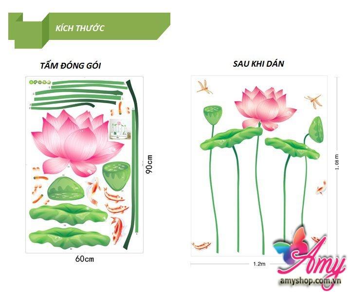 Decal dán tường mẫu  sen hồng