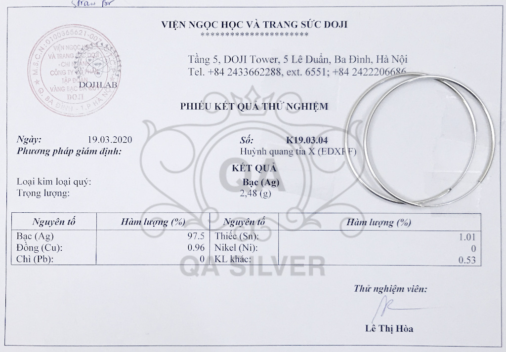 Khuyên tai bạc 925 tròn bản to bông nữ big size chốt lẫy S925 HOOP QA SILVER Earrings EA170401