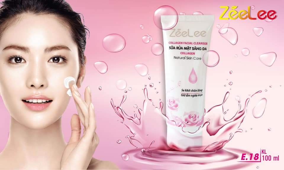 [HCM]Sữa rửa mặt sáng da, giữ ẩm Collagen Zeelee 100ml E18