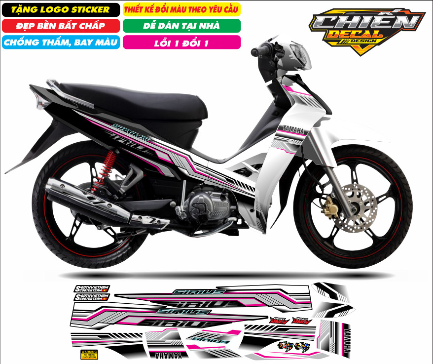 Tem rời xe sirius rc 110cc - 50cc mẫu tem mới rice nhiều màu lựa chọn