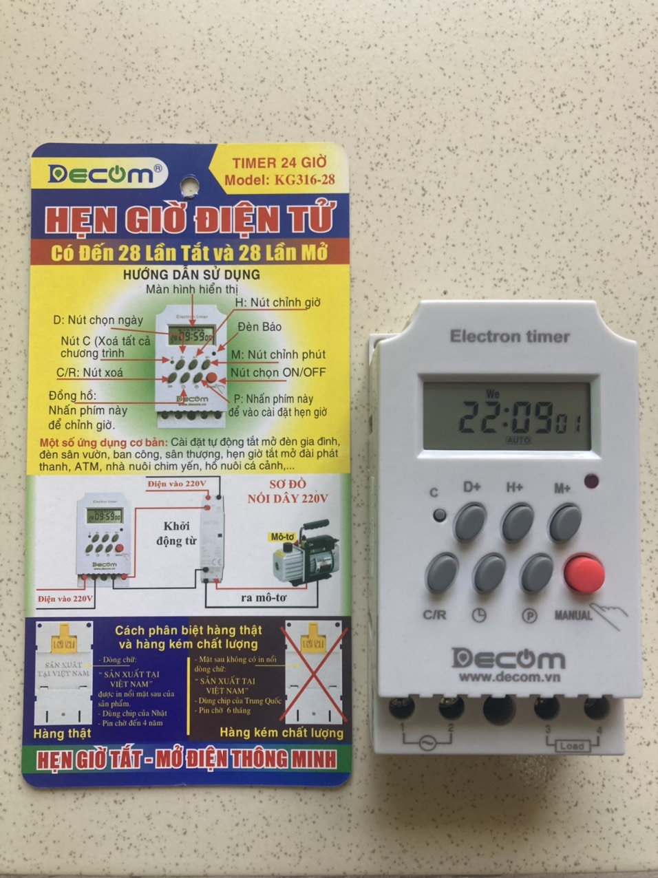 Timer hẹn giờ điện tử tắt bật tự động chính hãng DECOM