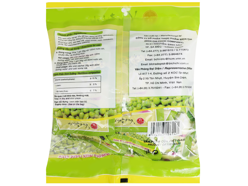 Bột đậu xanh hạt sen Bích Chi bịch 350g [ COMBO 3 BỊCH]