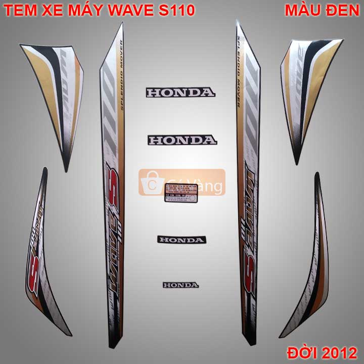 [HCM]Tem xe máy Wave S110 MÀU ĐEN đời 2012 chất lượng
