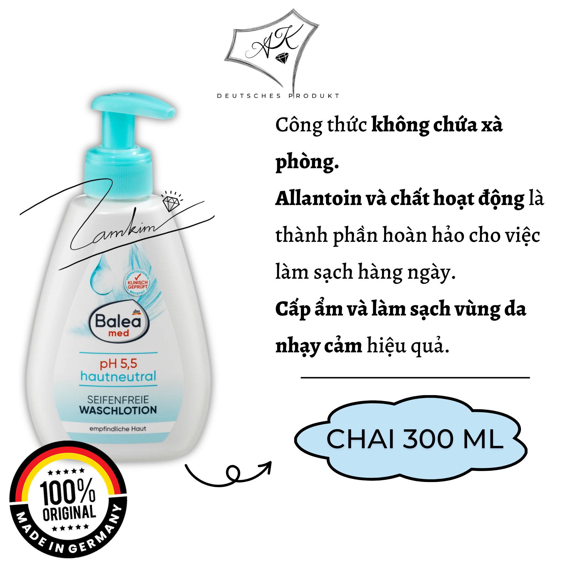 [ Hàng Đức ] Dung dịch vệ sinh phụ nữ Balea - 300 ml