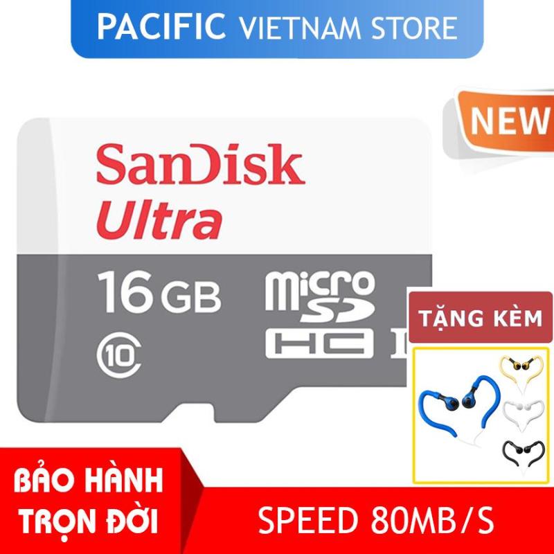 Thẻ nhớ SanDisk 16GB Ultra Class10 2019 - Tặng Tai Nghe Móc Tai Kingrays EA4015
