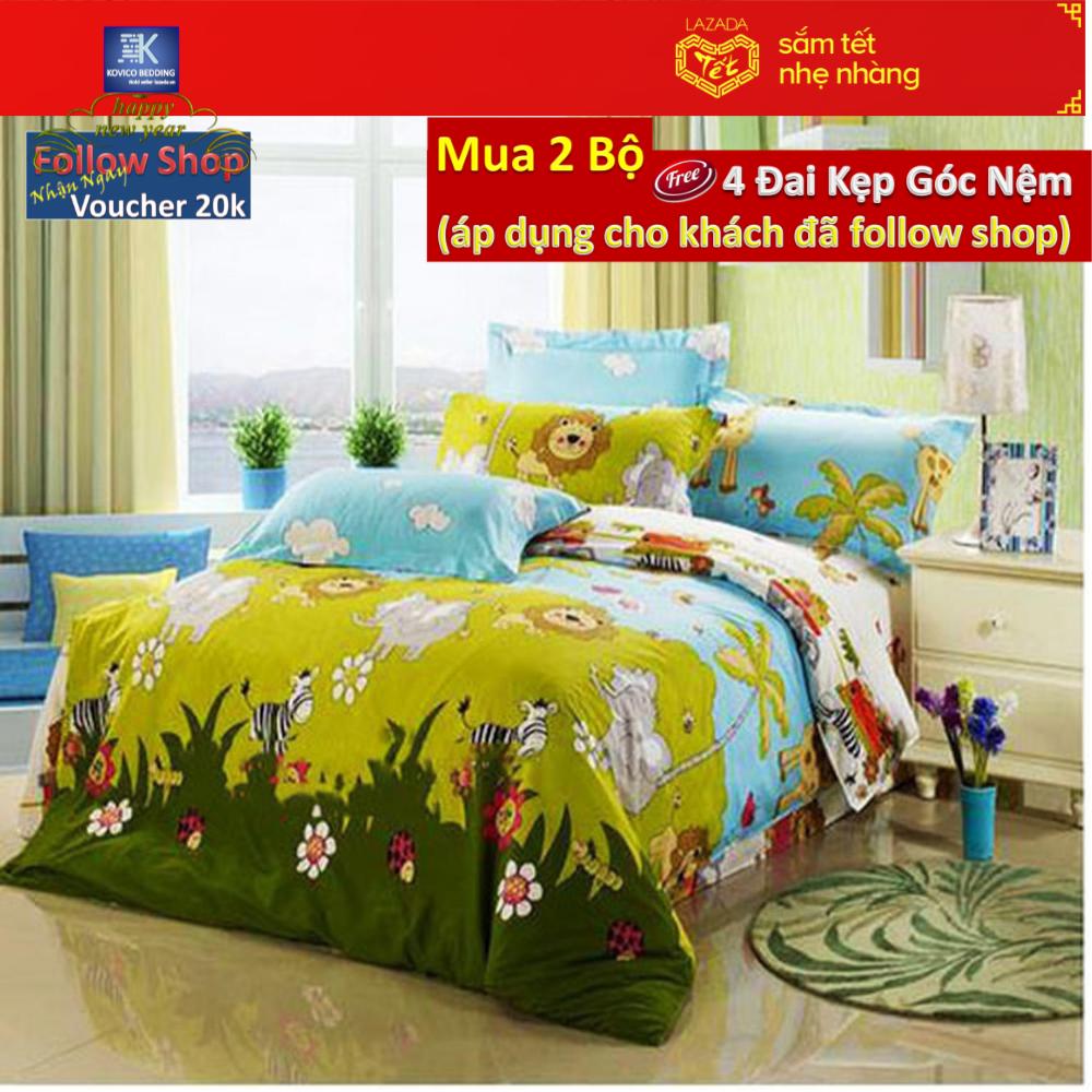 (FreeShip MAX) bộ ga chun 1m6x2m + 2 áo gối 45cmx65cm