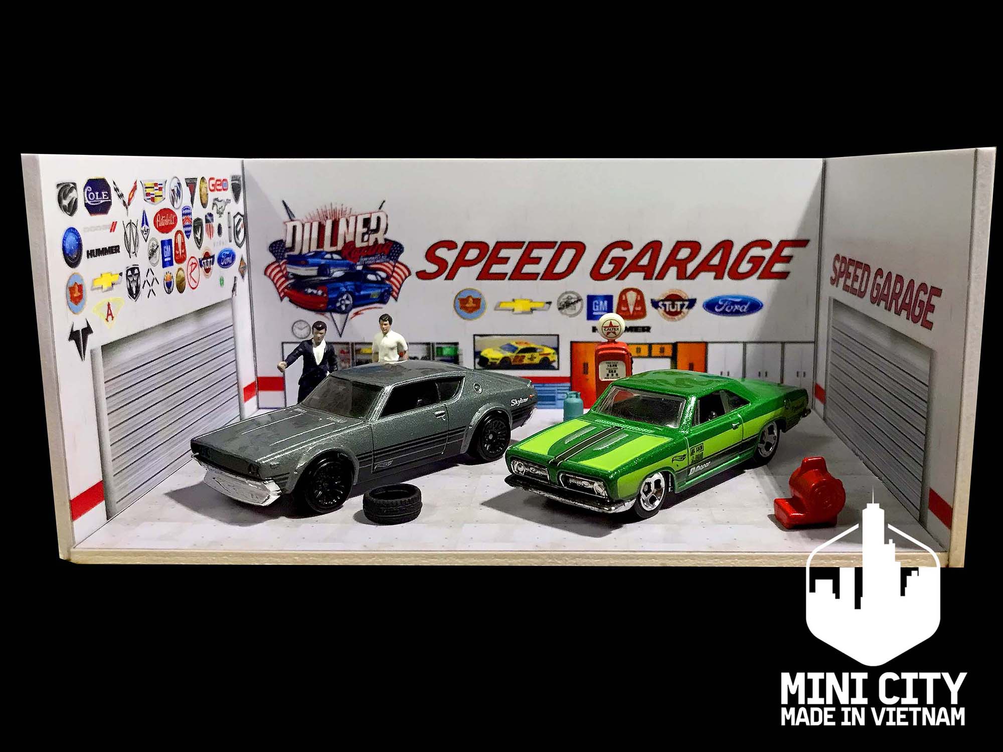 Mô hình garage 1/64 trang trí