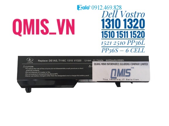 Pin laptop Dell Vostro 1310 1320 1510 1511 1520 1521 2510 PP36L PP36S – 1310 – 6 CELL