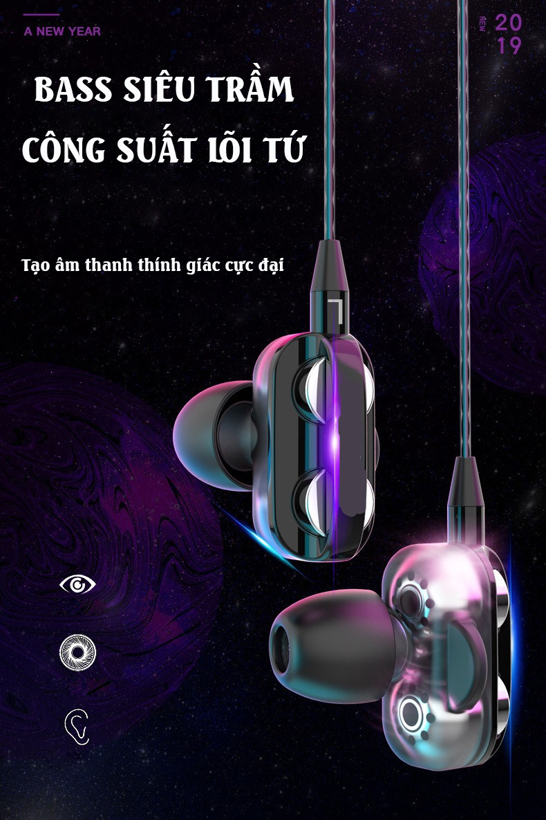 Tai Nghe Hai Bên Có Dây 3.5Mm CARAGAMERT, Tai Nghe Trong Tai Có Mic, Âm Trầm Nổi Hi-Fi, Chơi Game Thể Thao, Có Mic Cho Điện Thoại