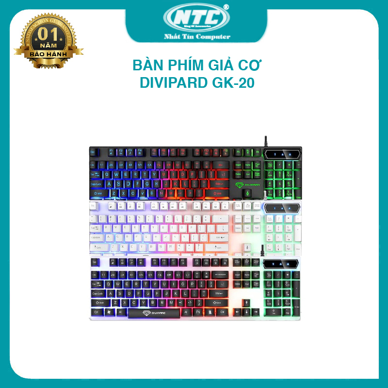 Bàn phím giả cơ Divipard GK-20 led đa màu - phím chống nước tiêu chuẩn