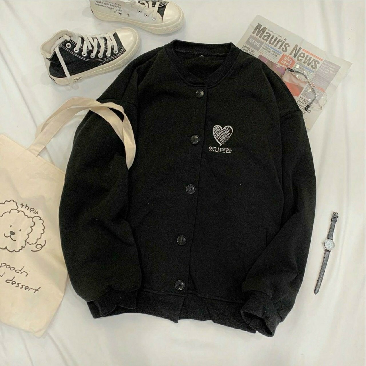 Áo Khoác Hoodie Tay Dài Form Rộng CÀI NÚT NAM NỮ/THÊU TIM CỰC CÁ TÍNH MẪU MỚI