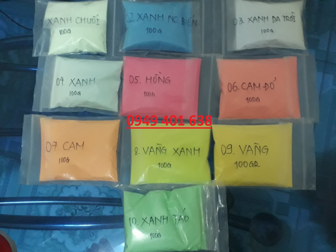 Bột dạ quang phát sáng túi zip 10g