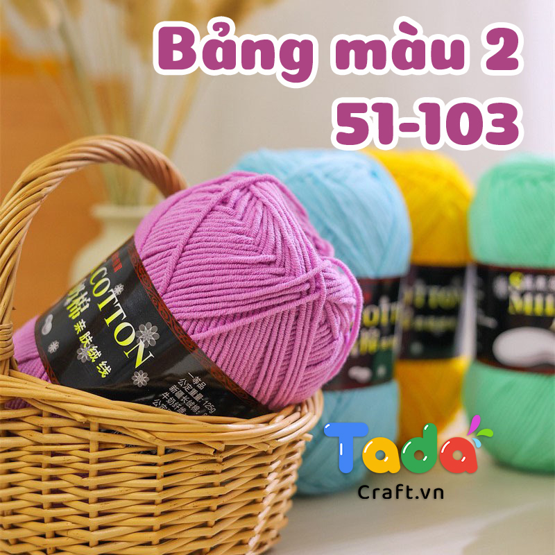 Len milk cotton loại 1 cuộn 125gr (Mã từ 51-103)