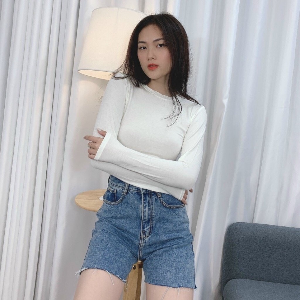 ÁO THUN NỮ CỔ TRÒN DÀI TAY CO GIÃN 4 CHIỀU