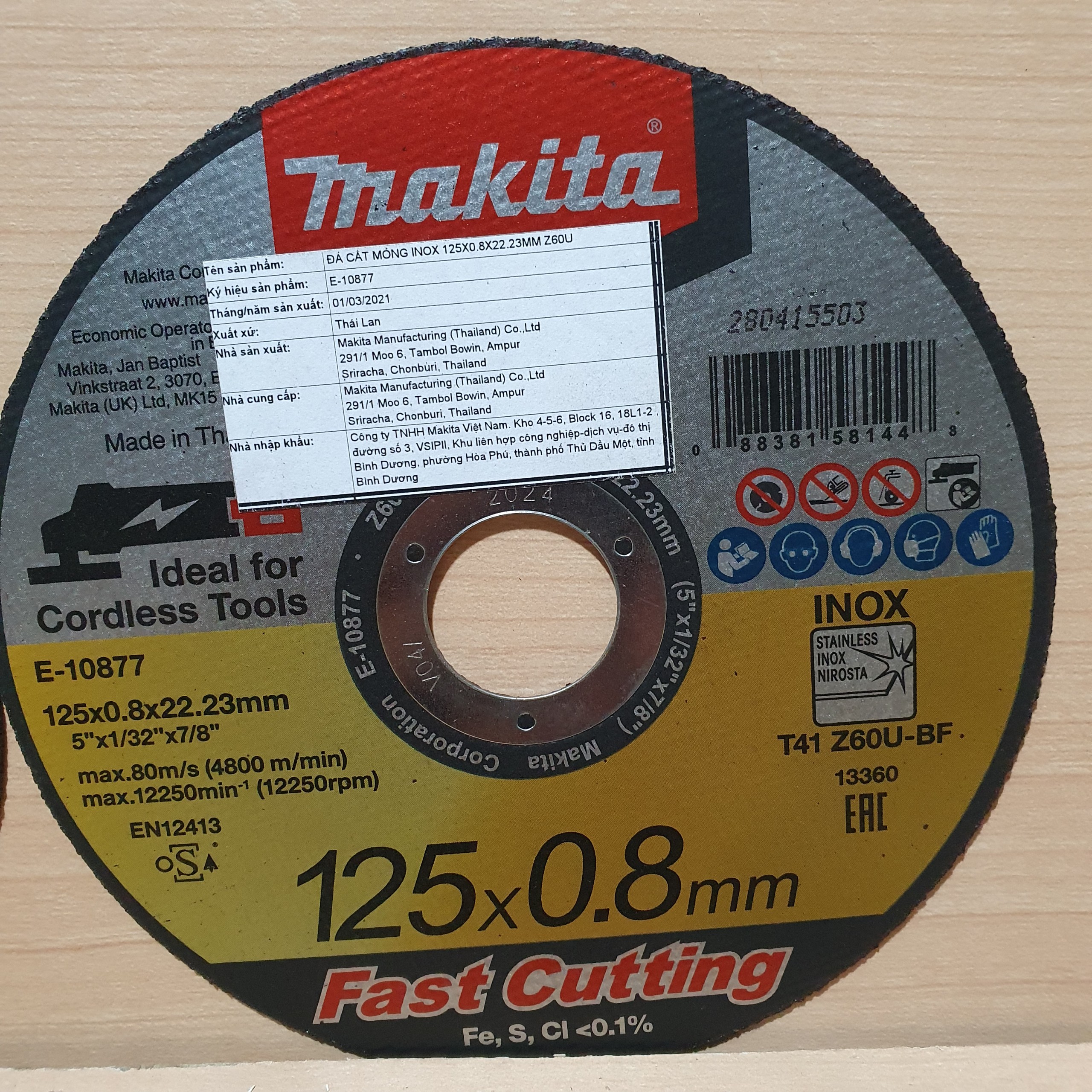 Đá cắt mỏng inox Makita E-10855,E-10877(100MM/125MM)