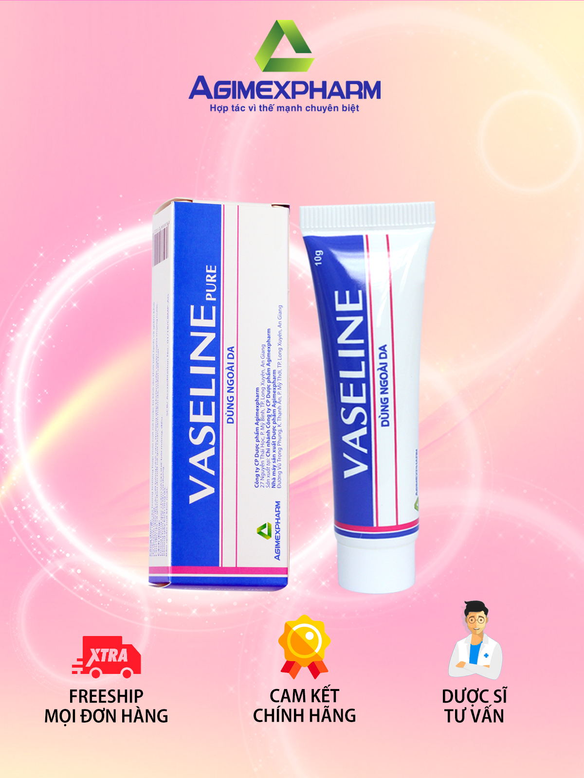 Kem bôi khô nứt môi Vaselin 10 gam