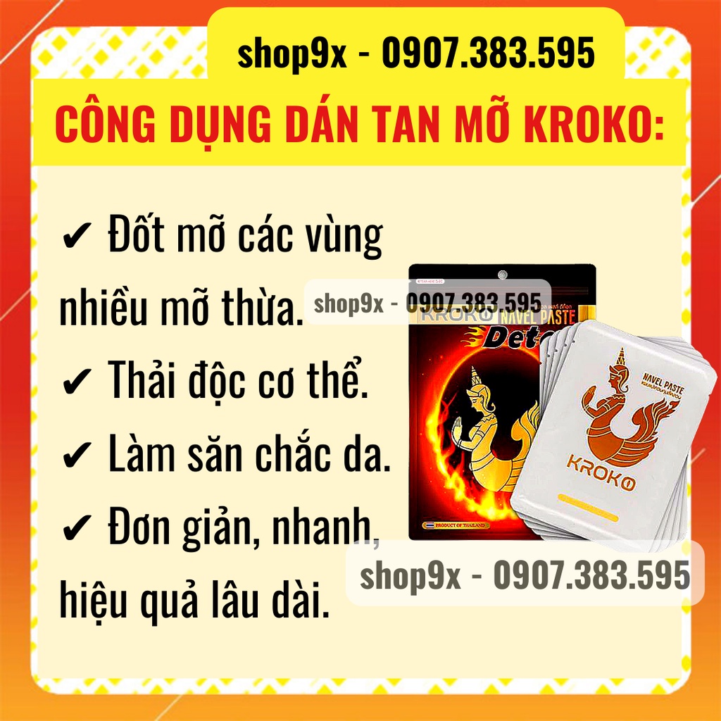 5 Miếng Dán Tan Mỡ Bụng Bắp Tay Bắp Chân Kroko Thái Lan Navel Paste