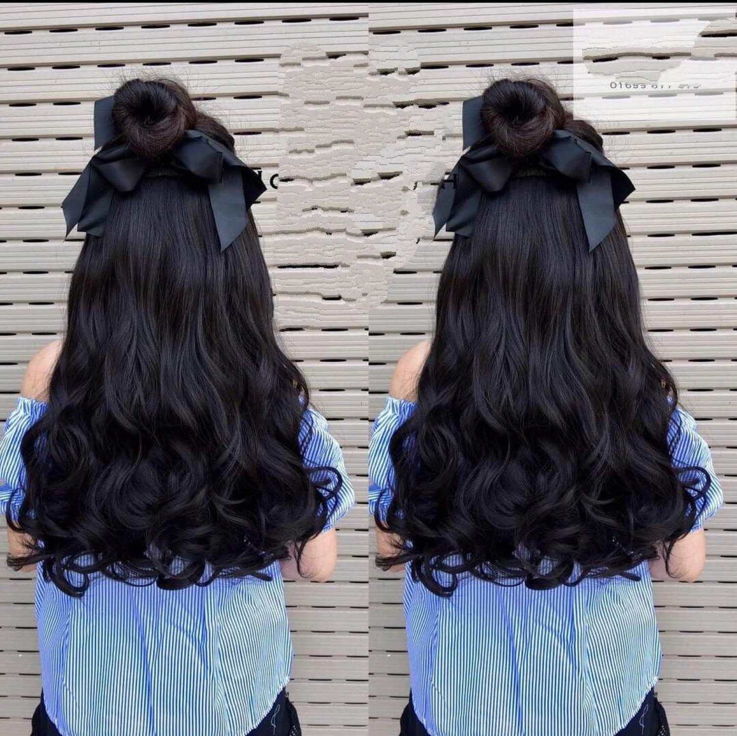 tóc kẹp 6 phím hqs xoăn 60cm