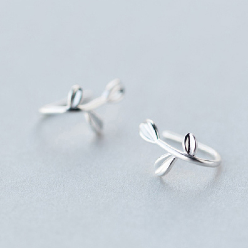 Bông Tai Bạc Nữ | Bông Tai Bạc ITALY S925 | Bông Tai Bạc Nhành Lá Nhẹ Nhàng - B2537 - Bảo Ngọc Jewelry