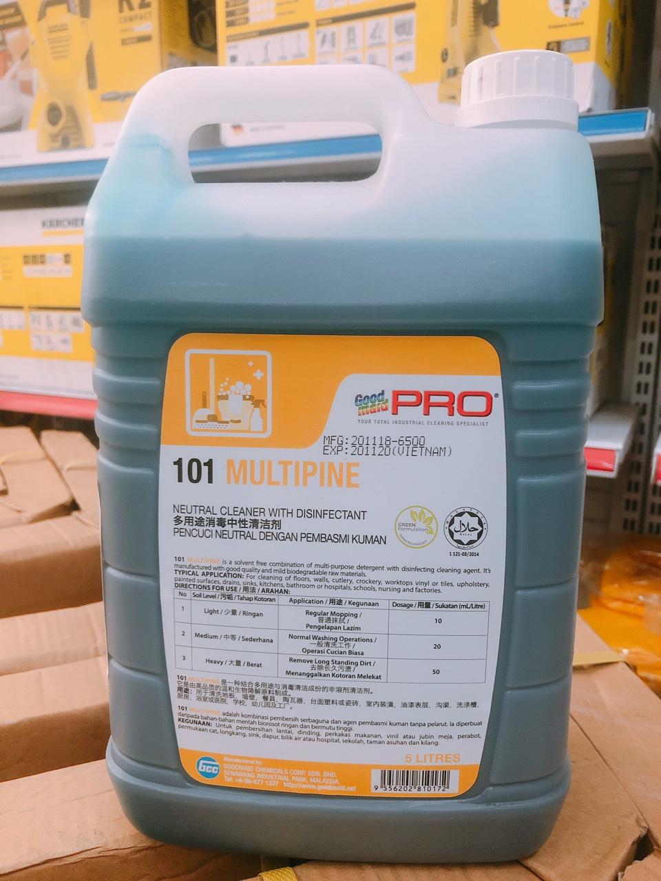 Nước lau nhà sát khuẩn gmp g101 multipine made in malaysia can 5l