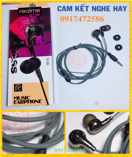 Tai nghe điện thoại Realme loại nhét tai có mic đàm thoại, chân cắm tròn 3,5 ly
