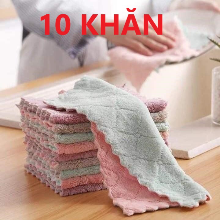 [HCM]Bộ 10 Khăn Lau Đa Năng Mền Mịn Thấm Hút Cực Tốt (24cm x 14cm)