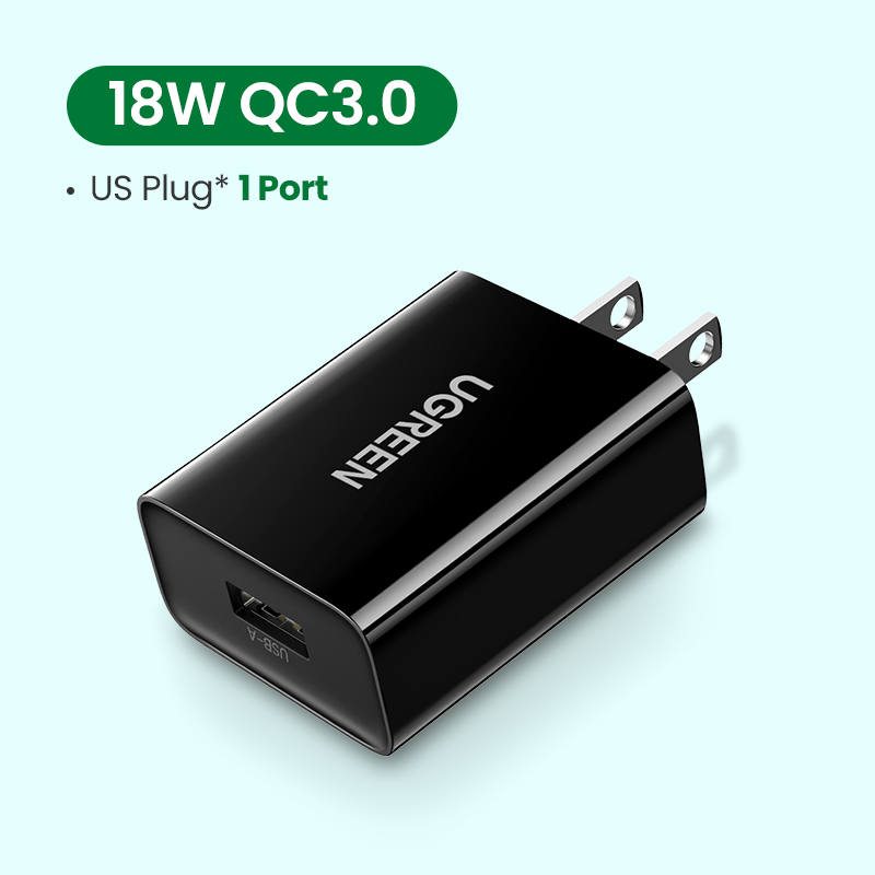 UGREEN USB Charger QC 3.0 Quick Charge Plug 18W Fast Wall Brick Adapter for Galaxy S22/S21/S20/S10/S9/S8/Note 20/10, Mi 11/10, Redmi Note 10 Pro, Pixel 6, iPhone, iPad