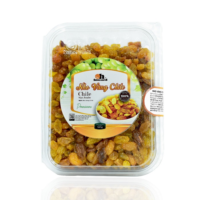 Nho khô vàng smilenuts hộp nhựa 500g - nhập khẩu từ chile