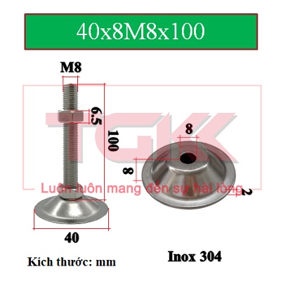 Chân đế inox 304 40x8m8