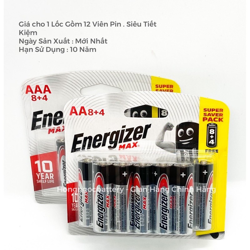 Pin AA Energizer Vỉ 12 Viên - Hàng Chính Hãng