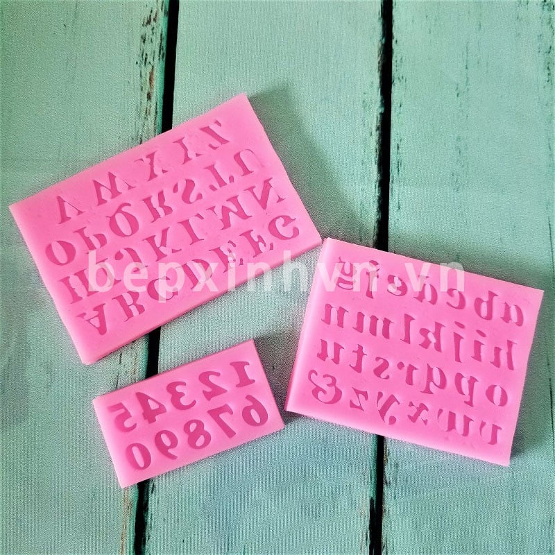 Bộ 3 khuôn silicon chữ in hoa, chữ thường và số
