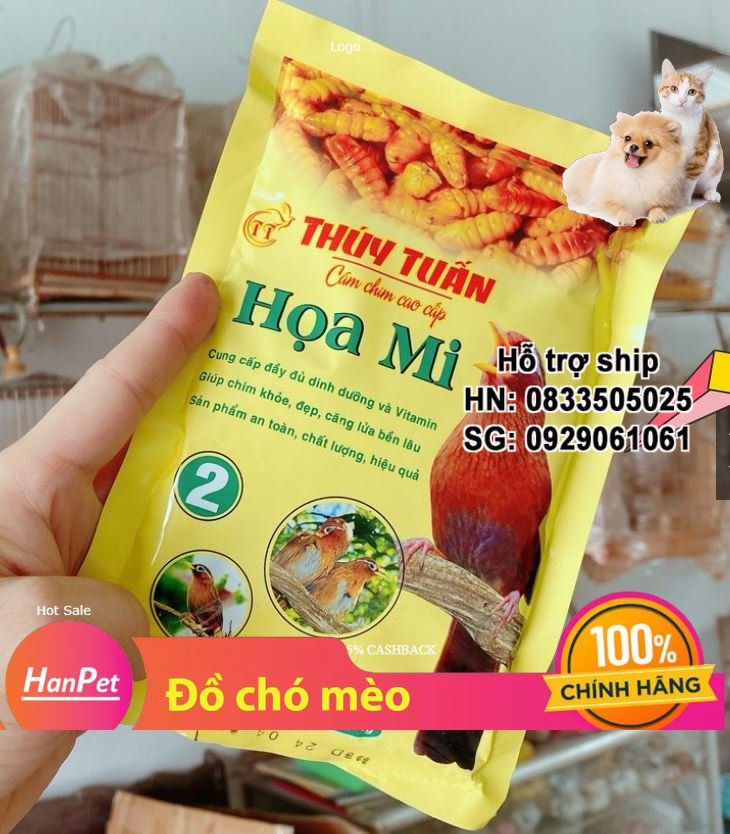 Hanpet - 1 gói Cám chim - thức ăn chim hoạ mi THÚY TUẤN SÓ 2- mỗi gói x 200gr ( 221b) - cám dành cho chim cảnh