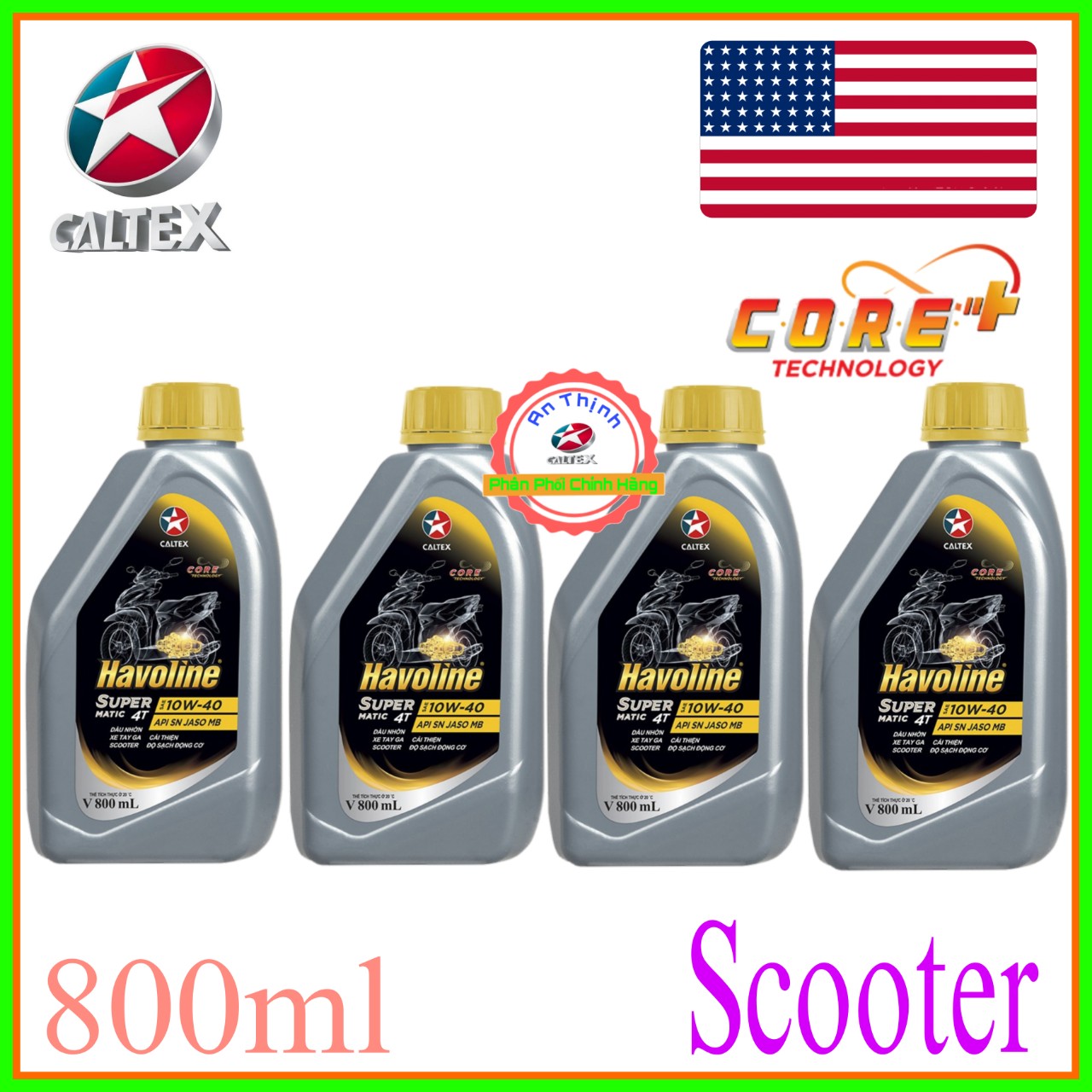 [HCM]Dầu Nhớt Xe Ga Scooter Bán Tổng Hợp Caltex Havoline Super Matic 4T Semi-Synthetic SAE-10W40 API-SN JASO-MB-800ml Và Nhớt Tay Ga Cao Cấp 10W40-API SN.