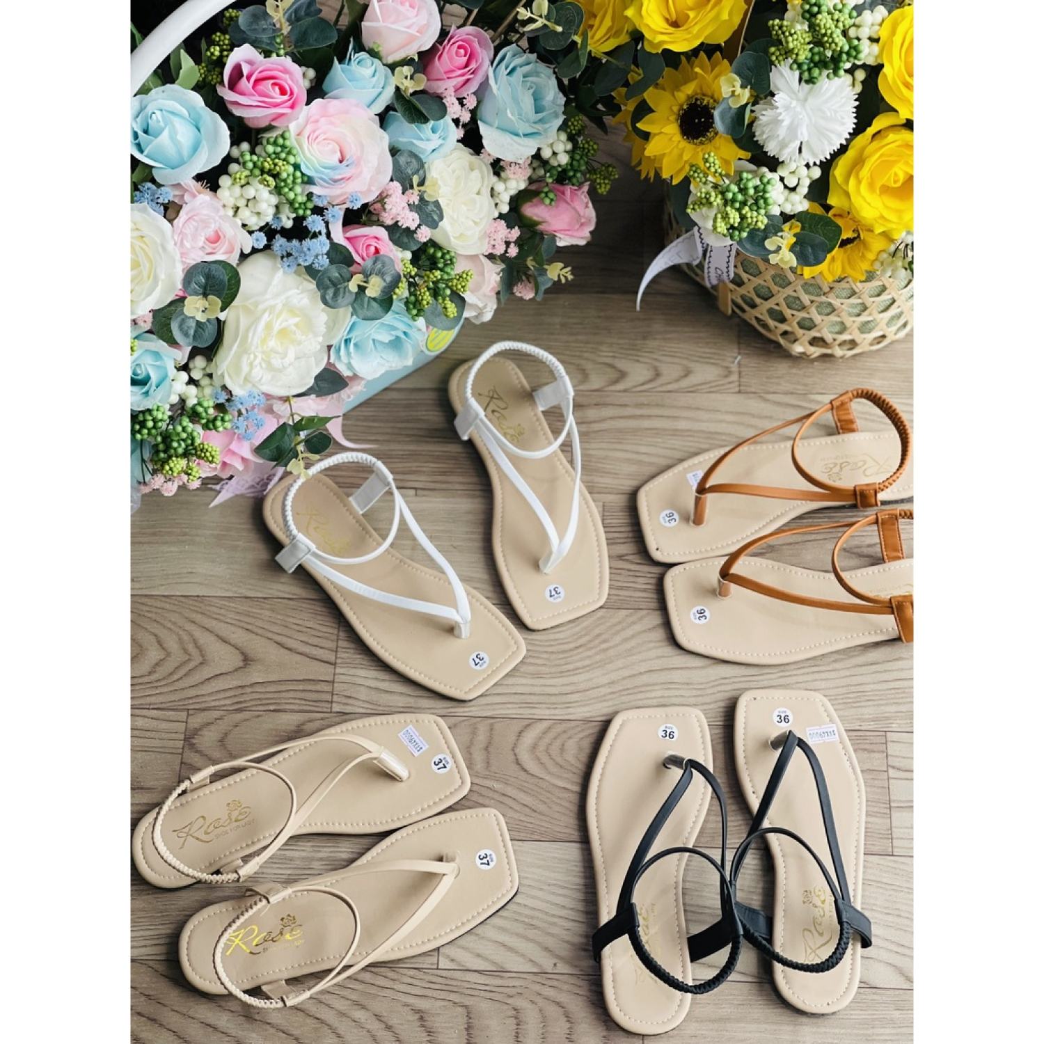 Giày sandal nữ đế bệt kẹp ngón VSD01 da mềm