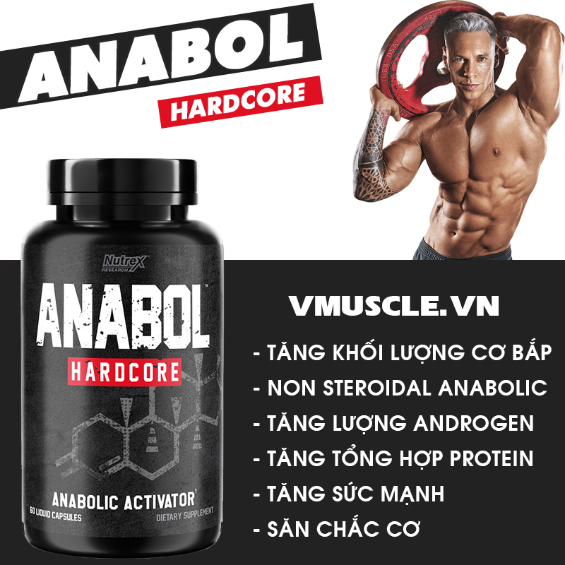 Nutrex Anabol Hardcore hỗ trợ tăng cơ bắp và sức mạnh [BẢN NHẬP KHẨU]