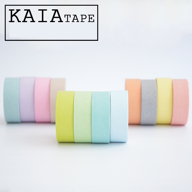 Cuộn washi tape caro cơ bản màu đơn sắc basic dài 10m dùng để trang trí