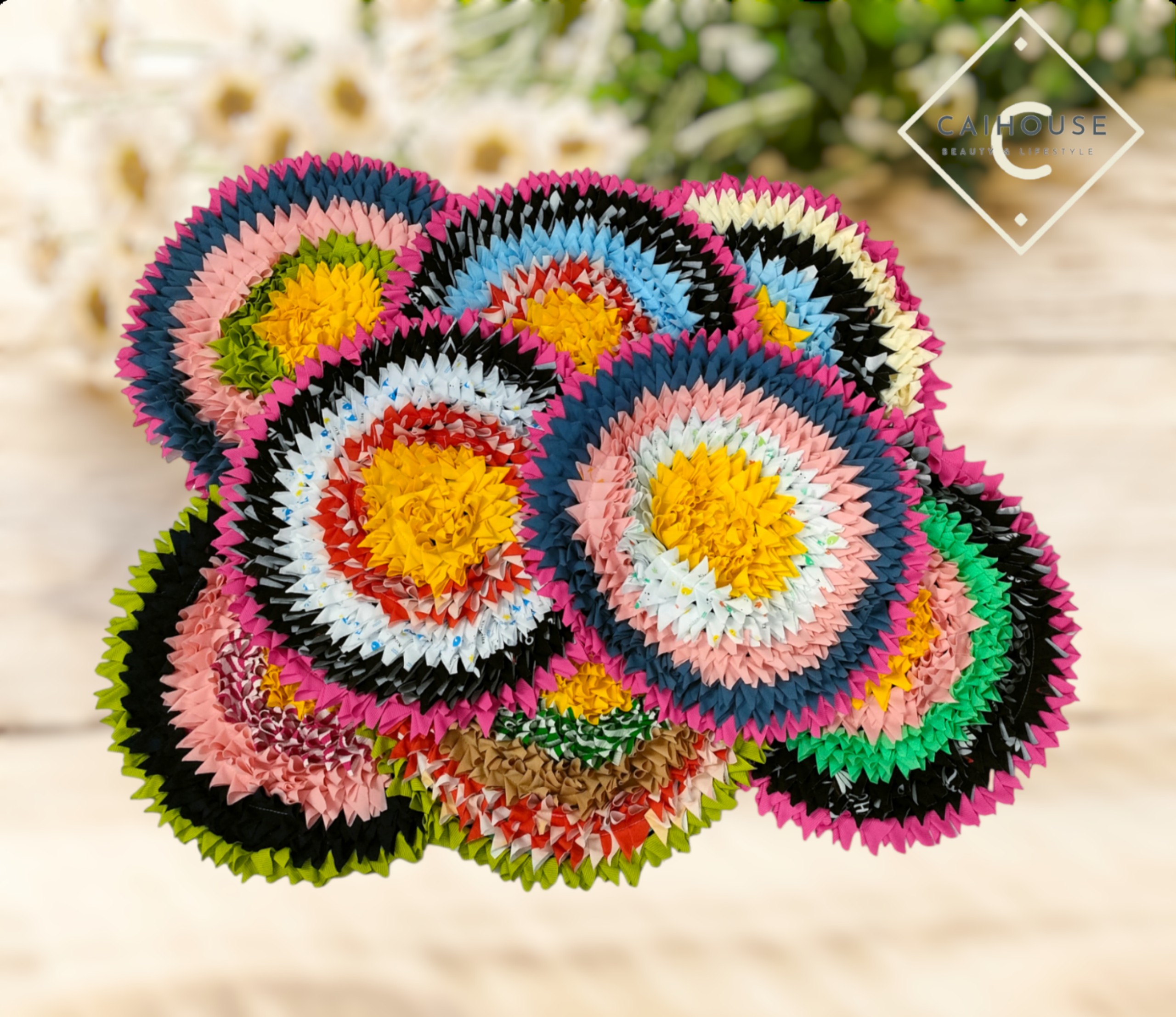 Thảm tròn lau chân handmake sắc màu-CH-K02