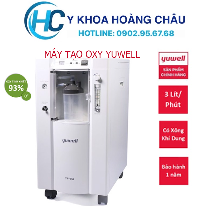 Máy tạo oxy 3 lít Yuwell 7F-3EW, tặng kèm bộ xông khí dung