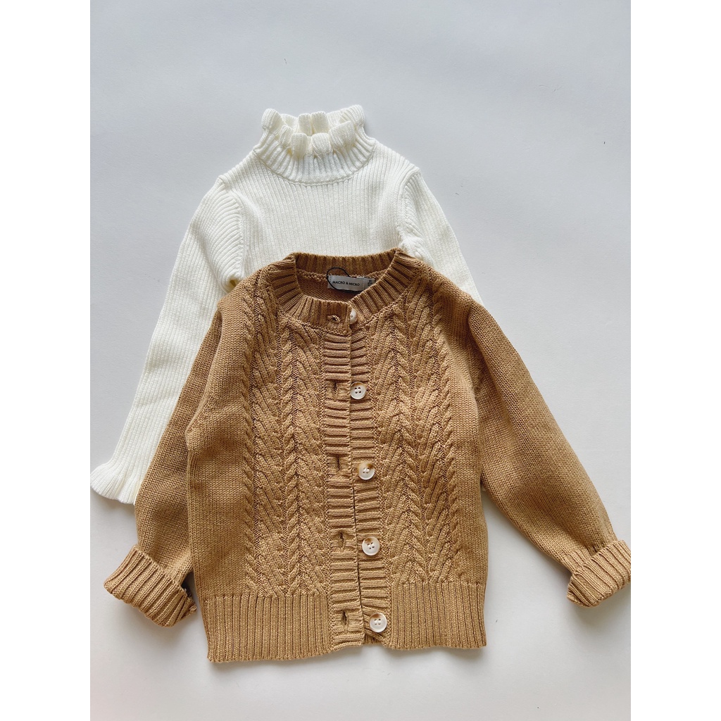 Áo Khoác Len Bé Gái Vặn Thừng Macro & Micro Cable Knitted Cardigan 22