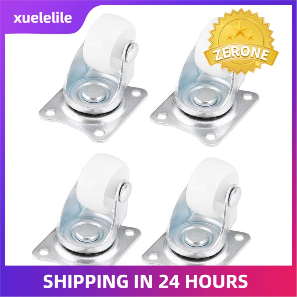 4pcs Universal Swivel Casters 1" Wheels White Roller Wheel For Furniture Trolley Chair